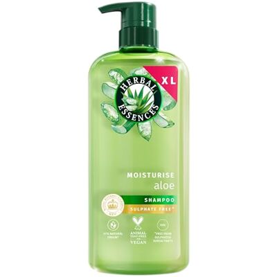 Herbal Essences Aloe Moisturise Shampoo 650ml for Very Dry Hair, Helps to Hydrate, Cleanse and Nourish. Blended with Natural Origin Ingredients and a Jasmine Scent, Silicone and Sulfate Free, Vegan Herbal Essences Aloe Moisturise Shampoo 650ml for Very Dry Hair, Helps to Hydrate, Cleanse and Nourish. Blended with Natural Origin Ingredients and a Jasmine Scent, Silicone and Sulfate Free, Vegan