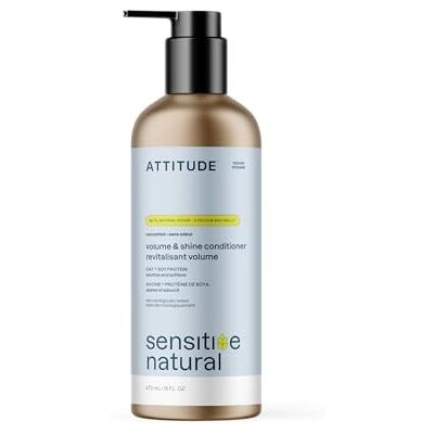 ATTITUDE Extra Gentle Volumizing Conditioner for Sensitive Skin, Enriched with Oats, Dermatologically Tested, Vegan, Unscented, Aluminum Bottle, 473 mL ATTITUDE Extra Gentle Volumizing Conditioner for Sensitive Skin, Enriched with Oats, Dermatologically Tested, Vegan, Unscented, Aluminum Bottle, 473 mL