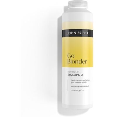 John Frieda Go Blonder Lightening Shampoo 500ml. Large Size Blonde Hair Shampoo for Highlighted Hair Care and Bright Shine John Frieda Go Blonder Lightening Shampoo 500ml. Large Size Blonde Hair Shampoo for Highlighted Hair Care and Bright Shine