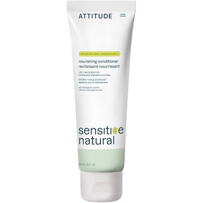 ATTITUDE Nourishing Hair Conditioner for Sensitive Dry Scalp, Dry and Damaged Hair, Soothing Oat, Naturally Derived Ingredients, Dermatologically Tested, Vegan Detangler, 240 mL ATTITUDE Nourishing Hair Conditioner for Sensitive Dry Scalp, Dry and Damaged Hair, Soothing Oat, Naturally Derived Ingredients, Dermatologically Tested, Vegan Detangler, 240 mL