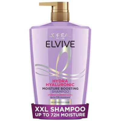 L'Oreal Paris L’Oréal Paris Shampoo For Dehydrated Hair, Elvive Hydra Hyaluronic With Hyaluronic Acid, 72H Moisture Boost For Shiny Bouncy Results, Suitable For All Hair Textures From Straight To Coily, XL 1000ml L'Oreal Paris L’Oréal Paris Shampoo For Dehydrated Hair, Elvive Hydra Hyaluronic With Hyaluronic Acid, 72H Moisture Boost For Shiny Bouncy Results, Suitable For All Hair Textures From Straight To Coily, XL 1000ml