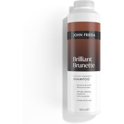 John Frieda Brilliant Brunette Colour Vibrancy Shampoo 500ml. Brown Hair Care with Tone Depositing Support for Rich Shine and Brunette Hair Routine John Frieda Brilliant Brunette Colour Vibrancy Shampoo 500ml. Brown Hair Care with Tone Depositing Support for Rich Shine and Brunette Hair Routine