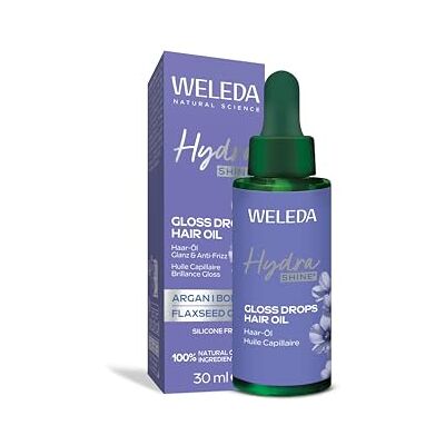 WELEDA Hydra Shine Hair Oil with Argan Oil, For Hydration & Ultimate Hair Shine, Gloss Drops, Non-Greasy, Silicone Free, with Borage & Flax Seed Oil, Vegan, 30ml WELEDA Hydra Shine Hair Oil with Argan Oil, For Hydration & Ultimate Hair Shine, Gloss Drops, Non-Greasy, Silicone Free, with Borage & Flax Seed Oil, Vegan, 30ml