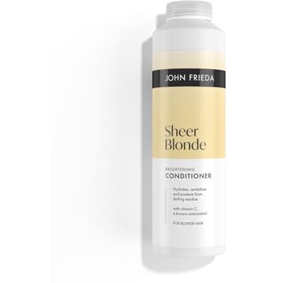 John Frieda Sheer Blonde Brightening Conditioner 500ml. Highlighted Hair Care for Soft Feel and Shine Support John Frieda Sheer Blonde Brightening Conditioner 500ml. Highlighted Hair Care for Soft Feel and Shine Support