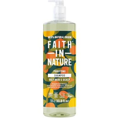 FAITH IN NATURE 1L Natural Grapefruit & Orange Shampoo, Purifying For Oily Hair & Scalp, Vegan & Cruelty Free, No SLS, Silicones or Parabens, Family Sized FAITH IN NATURE 1L Natural Grapefruit & Orange Shampoo, Purifying For Oily Hair & Scalp, Vegan & Cruelty Free, No SLS, Silicones or Parabens, Family Sized