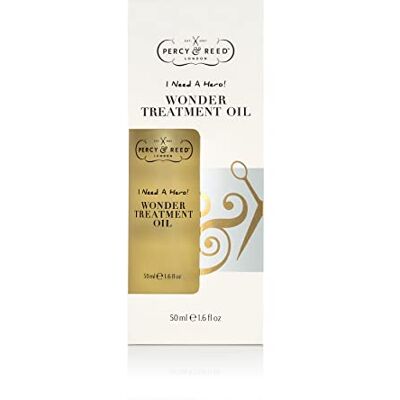 Percy & Reed Wonder Treatment Oil 50ml, Hair Oil for Dry Damaged Hair, Lightweight Leave In, Rehydrates, Strengthens, Tames Frizz, Flyaways, Split Ends, Restores Shine, I Need A Hero Collection Percy & Reed Wonder Treatment Oil 50ml, Hair Oil for Dry Damaged Hair, Lightweight Leave In, Rehydrates, Strengthens, Tames Frizz, Flyaways, Split Ends, Restores Shine, I Need A Hero Collection