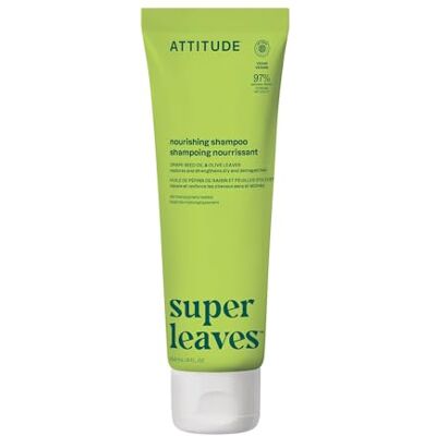 ATTITUDE Nourishing Hair Shampoo, EWG Verified, For Dry and Damaged Hair, Naturally Derived Ingredients, Vegan, Plant Based, Grapeseed Oil and Olive Leaves, 240 mL ATTITUDE Nourishing Hair Shampoo, EWG Verified, For Dry and Damaged Hair, Naturally Derived Ingredients, Vegan, Plant Based, Grapeseed Oil and Olive Leaves, 240 mL