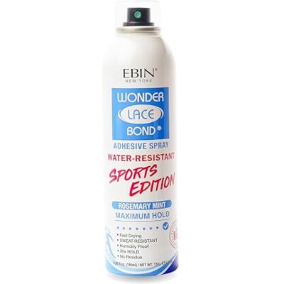 EBIN NEW YORK Wonder Lace Bond Lace Wig Adhesive Spray Sports Edition 80 ml – Maximum Hold, Rosemary Mint, Water & Sweat Resistant, Fast Drying, No Residue EBIN NEW YORK Wonder Lace Bond Lace Wig Adhesive Spray Sports Edition 80 ml – Maximum Hold, Rosemary Mint, Water & Sweat Resistant, Fast Drying, No Residue