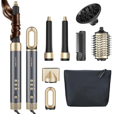 BARBERBOSS All-in-One Hot Air Styler, Professional Fast Drying Hair Dryer, Anti Frizz, Negative Ionic Technology Air Styler, Volumiser and Curler, Straightener, High Speed Hair Styling Tool, QR-8820 BARBERBOSS All-in-One Hot Air Styler, Professional Fast Drying Hair Dryer, Anti Frizz, Negative Ionic Technology Air Styler, Volumiser and Curler, Straightener, High Speed Hair Styling Tool, QR-8820