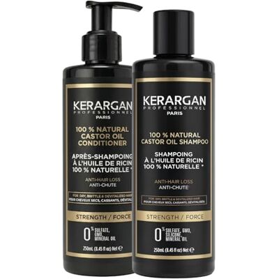 KERARGAN Hair Growth Duo Castor Oil Shampoo & Conditioner for Dry, Brittle, Devitalized Hair Supports Growth Sulfate-Free, Silicone-Free, GMO-Free 2x250ml KERARGAN Hair Growth Duo Castor Oil Shampoo & Conditioner for Dry, Brittle, Devitalized Hair Supports Growth Sulfate-Free, Silicone-Free, GMO-Free 2x250ml