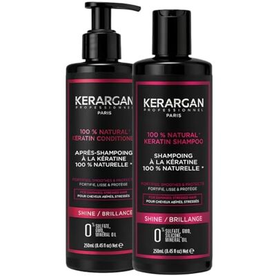 KERARGAN Ultra-Repair Keratin Shampoo & Conditioner Duo for Damaged and Stressed Hair Strengthens, Smooths & Protects Sulfate-Free, GMO-Free, Silicone-Free 2x250ml KERARGAN Ultra-Repair Keratin Shampoo & Conditioner Duo for Damaged and Stressed Hair Strengthens, Smooths & Protects Sulfate-Free, GMO-Free, Silicone-Free 2x250ml