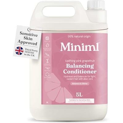 Miniml Natural Hair Conditioner Eco Friendly 5L Refill Pink Grapefruit & Aloe Vera Men and Womens Sensitive Scalp & Skin Cruelty Free Vegan Formula for Greasy, Curly, Dry Hair Miniml Natural Hair Conditioner Eco Friendly 5L Refill Pink Grapefruit & Aloe Vera Men and Womens Sensitive Scalp & Skin Cruelty Free Vegan Formula for Greasy, Curly, Dry Hair