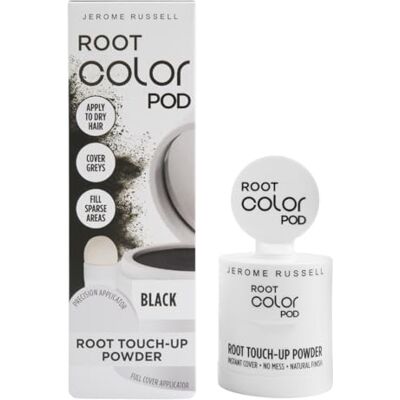 Jerome Russell Root Color Pod BLACK Root Touch Up Powder Instant Grey Coverage for Roots & Hairline Thinning Hair Filler Smudge Proof Vegan With Precision & Full Cover Applicators Jerome Russell Root Color Pod BLACK Root Touch Up Powder Instant Grey Coverage for Roots & Hairline Thinning Hair Filler Smudge Proof Vegan With Precision & Full Cover Applicators