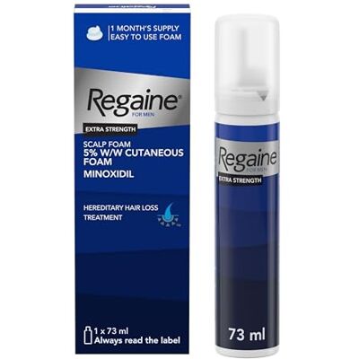 Regaine for Men 5% Minoxidil Extra Strength Scalp Foam for Hair Regrowth (1x 73ml), Scientifically Proven to Help Stop and Reverse Hereditary Hair Loss, Revitalise Hair Follicles, Cutaneous Foam Regaine for Men 5% Minoxidil Extra Strength Scalp Foam for Hair Regrowth (1x 73ml), Scientifically Proven to Help Stop and Reverse Hereditary Hair Loss, Revitalise Hair Follicles, Cutaneous Foam
