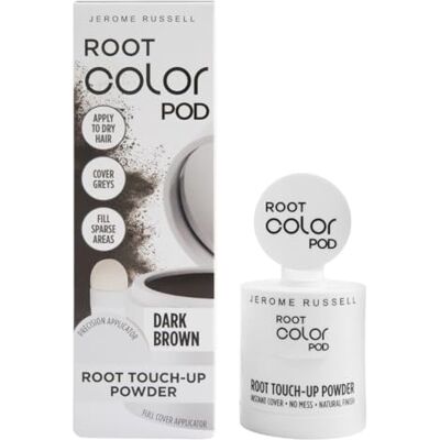 Jerome Russell Root Color Pod DARK BROWN Root Touch Up Powder Instant Grey Coverage for Roots & Hairline Thinning Hair Filler Smudge Proof Vegan With Precision & Full Cover Applicators Jerome Russell Root Color Pod DARK BROWN Root Touch Up Powder Instant Grey Coverage for Roots & Hairline Thinning Hair Filler Smudge Proof Vegan With Precision & Full Cover Applicators