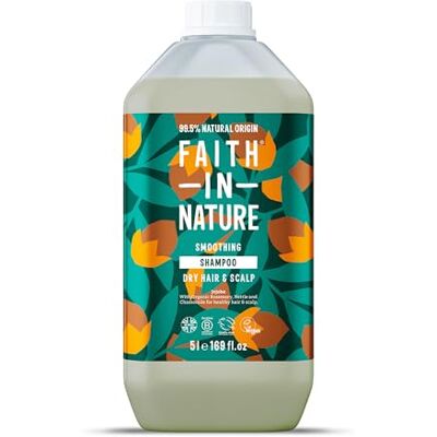 FAITH IN NATURE Natural Jojoba Shampoo, Smoothing for Dry Hair & Scalp, Vegan & Cruelty Free, No SLS, Silicones or Parabens, 5L Refill Pack FAITH IN NATURE Natural Jojoba Shampoo, Smoothing for Dry Hair & Scalp, Vegan & Cruelty Free, No SLS, Silicones or Parabens, 5L Refill Pack