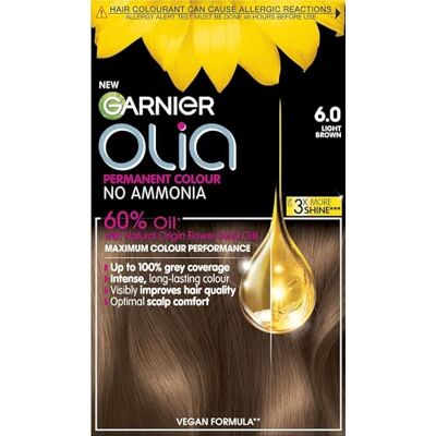 Olia Garnier Luminous Long-Lasting Permanent Hair Colour, 6.0 Light Brown Olia Garnier Luminous Long-Lasting Permanent Hair Colour, 6.0 Light Brown