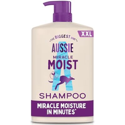 Aussie Miracle Moist Shampoo 1000ml. Moisture-Quenching Formula to Revive and Restore Brittle and Dry Hair. Infused with Australian Macadamia Nut Oil, and Cruelty-Free Aussie Miracle Moist Shampoo 1000ml. Moisture-Quenching Formula to Revive and Restore Brittle and Dry Hair. Infused with Australian Macadamia Nut Oil, and Cruelty-Free