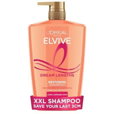 L'Oreal Paris L'Oréal Paris Elvive Dream Lengths Restoring Shampoo, With Vegetal Keratin & Castor Oil, Helps Repair & Reinforce Fragile Lengths, Seals Split Ends, 1000ml L'Oreal Paris L'Oréal Paris Elvive Dream Lengths Restoring Shampoo, With Vegetal Keratin & Castor Oil, Helps Repair & Reinforce Fragile Lengths, Seals Split Ends, 1000ml