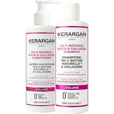 KERARGAN Biotin & Collagen Volumizing Shampoo & Conditioner Duo for Flat, Fine and Dull Hair Boosts Shine & Structure Sulfate-Free, GMO-Free, Silicone-Free, Mineral Oil-Free 2x250ml KERARGAN Biotin & Collagen Volumizing Shampoo & Conditioner Duo for Flat, Fine and Dull Hair Boosts Shine & Structure Sulfate-Free, GMO-Free, Silicone-Free, Mineral Oil-Free 2x250ml