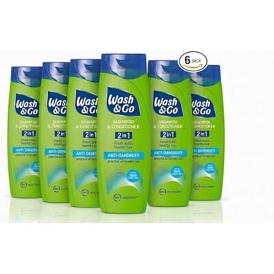 Wash & Go Anti-dandruff 2 in 1 Shampoo & Conditioner, For All Hair Types, Bulk Pack x 6 bottles Wash & Go Anti-dandruff 2 in 1 Shampoo & Conditioner, For All Hair Types, Bulk Pack x 6 bottles