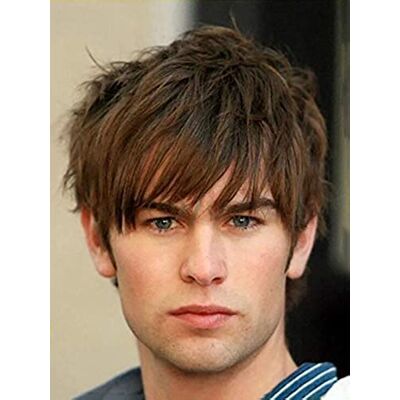 Baruisi Mens Short Wig Brown Layered Natural Synthetic Costume Cosplay Hair Wig Baruisi Mens Short Wig Brown Layered Natural Synthetic Costume Cosplay Hair Wig