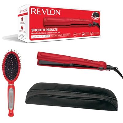 Revlon Ultra Straight and Smooth Styler Set (200°C Fast Styler with Ceramic Plates Gift Set with Brush and Storage Pouch) RVST2176GP Revlon Ultra Straight and Smooth Styler Set (200°C Fast Styler with Ceramic Plates Gift Set with Brush and Storage Pouch) RVST2176GP