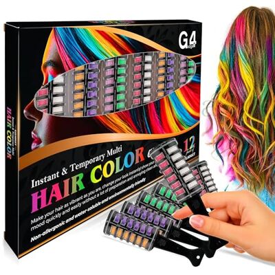 G4GADGET 2-in-1 Hair Chalk Comb Set – 12 Vibrant Temporary Hair Colours (6 Dual Combs) Instant Washable Non-Toxic Hair Dye for Girls, Kids & Women Fun Party, Cosplay & Festival Hair Colour Gift Se G4GADGET 2-in-1 Hair Chalk Comb Set – 12 Vibrant Temporary Hair Colours (6 Dual Combs) Instant Washable Non-Toxic Hair Dye for Girls, Kids & Women Fun Party, Cosplay & Festival Hair Colour Gift Se