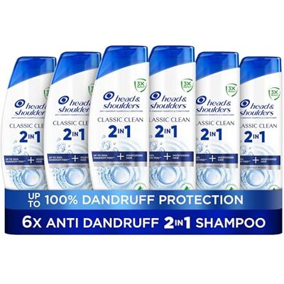 Head & Shoulders Classic Clean Anti-Dandruff 2-in-1 Shampoo, Six-Pack, 6 x 250 ml, Clinically Proven Deep Clean, UK Number 1 Shampoo Head & Shoulders Classic Clean Anti-Dandruff 2-in-1 Shampoo, Six-Pack, 6 x 250 ml, Clinically Proven Deep Clean, UK Number 1 Shampoo