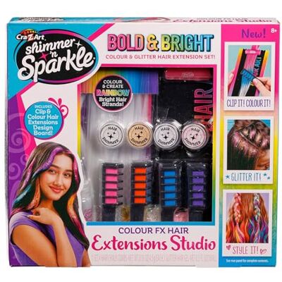 CRA-Z-ART Shimmer N Sparkle Colour Fx Hair Extensions Studio Clip In, Washable Hair Extensions For Kids With Hair Chalk Combs Hair Gems And Glitter Gel CRA-Z-ART Shimmer N Sparkle Colour Fx Hair Extensions Studio Clip In, Washable Hair Extensions For Kids With Hair Chalk Combs Hair Gems And Glitter Gel