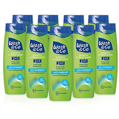 Wash & Go Anti-dandruff 2 in 1 Shampoo & Conditioner, Men's Dandruff Shampoo, For All Hair Types, Bulk Pack x 9 bottles Wash & Go Anti-dandruff 2 in 1 Shampoo & Conditioner, Men's Dandruff Shampoo, For All Hair Types, Bulk Pack x 9 bottles