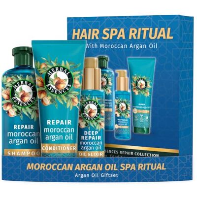 Herbal Essences Repair Moroccan Argan Oil Collection Giftset: Shampoo, Conditioner and Oil Elixir Herbal Essences Repair Moroccan Argan Oil Collection Giftset: Shampoo, Conditioner and Oil Elixir