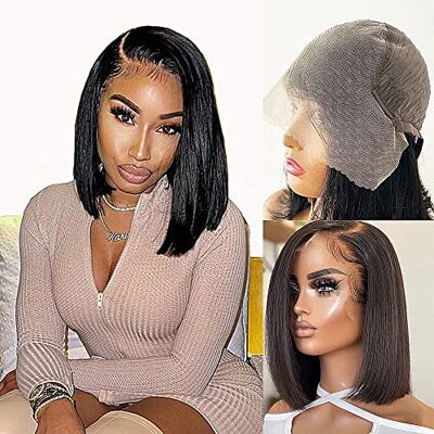 Karlami Human Hair 12 Inch 13x6 Bob Wig, Glueless, 150% Density, Straight, Modern, Black, Full Cap Size, Everyday Use, Short Bob Hairstyle Karlami Human Hair 12 Inch 13x6 Bob Wig, Glueless, 150% Density, Straight, Modern, Black, Full Cap Size, Everyday Use, Short Bob Hairstyle