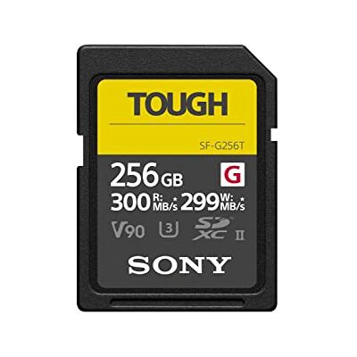 Sony SF-G Series TOUGH 256GB SDXC UHS-II Memory Card – V90 Ultra High Speed (Up to 300MB/s Read & 299MB/s Write) – World’s Toughest SD Card, Waterproof, Bend-Proof & Dustproof – SFG256T.SYM Sony SF-G Series TOUGH 256GB SDXC UHS-II Memory Card – V90 Ultra High Speed (Up to 300MB/s Read & 299MB/s Write) – World’s Toughest SD Card, Waterproof, Bend-Proof & Dustproof – SFG256T.SYM
