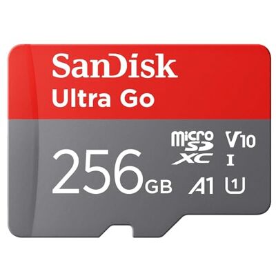 Sandisk Ultra Go micro SDXC card 256GB + SD adapter (For Android Smartphones and Tablets, Memory card up to 150 MB/s, Full HD Video, V10, A1 Faster App Performance, UHS-I, Class 10, U1) For Amazon Sandisk Ultra Go micro SDXC card 256GB + SD adapter (For Android Smartphones and Tablets, Memory card up to 150 MB/s, Full HD Video, V10, A1 Faster App Performance, UHS-I, Class 10, U1) For Amazon