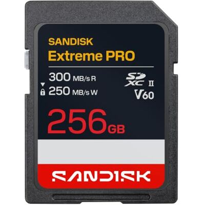 Sandisk Extreme PRO SDXC- UHS-II V60 Card 256GB (Up to 300MB/s read and 250MB/s write, 4K UHD, Full HD, U3, C10, V60) Compatible with DSLR & mirrorless cameras Sandisk Extreme PRO SDXC- UHS-II V60 Card 256GB (Up to 300MB/s read and 250MB/s write, 4K UHD, Full HD, U3, C10, V60) Compatible with DSLR & mirrorless cameras