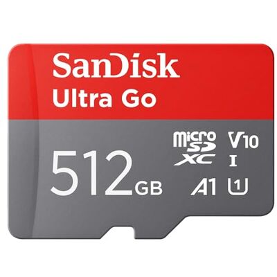 Sandisk Ultra Go micro SDXC card 512GB + SD adapter (For Android Smartphones and Tablets, Memory card up to150MB/s, Full HD Video, V10, A1 Faster App Performance, UHS-I, Class 10, U1) For Amazon Sandisk Ultra Go micro SDXC card 512GB + SD adapter (For Android Smartphones and Tablets, Memory card up to150MB/s, Full HD Video, V10, A1 Faster App Performance, UHS-I, Class 10, U1) For Amazon