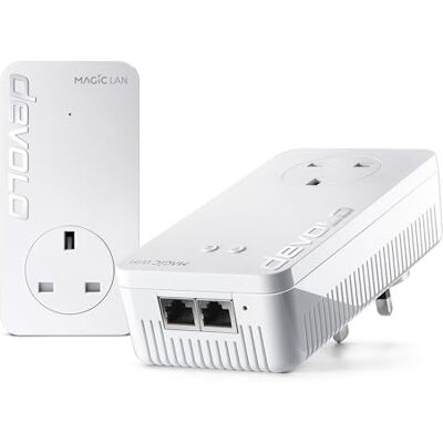 devolo Magic 2 WiFi 6 next Starter Kit, Wi-Fi Powerline adapter, up to 3,000 Mbps via Wi-Fi 6, Mesh Wi-Fi, 2x Gigabit Ethernet port, white devolo Magic 2 WiFi 6 next Starter Kit, Wi-Fi Powerline adapter, up to 3,000 Mbps via Wi-Fi 6, Mesh Wi-Fi, 2x Gigabit Ethernet port, white