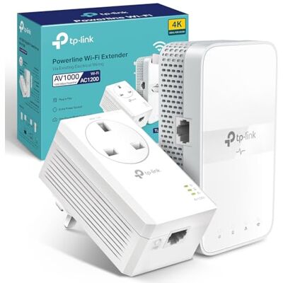 TP-Link TL-WPA7617 KIT AV1000 Powerline Adapter, AC1200 Dual Band WiFi Extender, Gigabit Ethernet, HomePlug AV2, Powerline WiFi Kit, Ethernet Over Power, WiFi Booster for Home TP-Link TL-WPA7617 KIT AV1000 Powerline Adapter, AC1200 Dual Band WiFi Extender, Gigabit Ethernet, HomePlug AV2, Powerline WiFi Kit, Ethernet Over Power, WiFi Booster for Home
