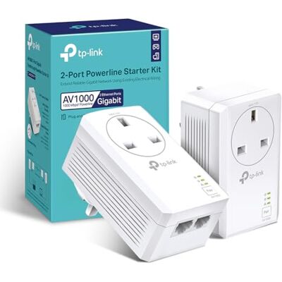 TP-Link TL-PA7027PKIT Passthrough Powerline Adapter Kit, AV1000 2-Port Gigabit, Powerline Network Adapters Speed up to 1000 Mbps, 4K Video Streaming and Online Gaming, No Configuration Required TP-Link TL-PA7027PKIT Passthrough Powerline Adapter Kit, AV1000 2-Port Gigabit, Powerline Network Adapters Speed up to 1000 Mbps, 4K Video Streaming and Online Gaming, No Configuration Required