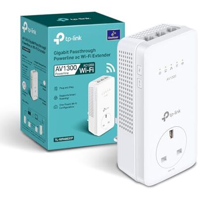 TP-Link TL-WPA8631P AV1300Mbps WiFi Extender Booster, Dual-Band WiFi Extender, 3x Gigabit Ports, Gigabit Passthrough Powerline Up To 867 Mbps on 5 GHz and 300 Mbps on 2.4 GHz, 2x 2 MIMO, Plug & Play TP-Link TL-WPA8631P AV1300Mbps WiFi Extender Booster, Dual-Band WiFi Extender, 3x Gigabit Ports, Gigabit Passthrough Powerline Up To 867 Mbps on 5 GHz and 300 Mbps on 2.4 GHz, 2x 2 MIMO, Plug & Play