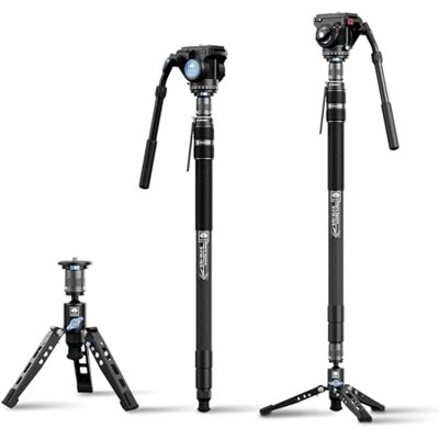 Sirui SVM-165 Camera Monopod with Feet, 68.7" Professional Carbon Fiber Monopod with Fluid Video Head, One-Step Height Adjustment, Lightweight Travel Monopod for DSLR Camera, Modular, Max Load 22lbs Sirui SVM-165 Camera Monopod with Feet, 68.7" Professional Carbon Fiber Monopod with Fluid Video Head, One-Step Height Adjustment, Lightweight Travel Monopod for DSLR Camera, Modular, Max Load 22lbs