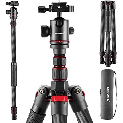 NEEWER N55CR Upgraded 80.7" Carbon Fiber Camera Tripod Monopod Travel Stand With Telescopic 2 Section Center Axis, 360° Panorama Ballhead, 1/4" Arca Type QR Plate, ø28mm Column, Max Load 26.5lb NEEWER N55CR Upgraded 80.7" Carbon Fiber Camera Tripod Monopod Travel Stand With Telescopic 2 Section Center Axis, 360° Panorama Ballhead, 1/4" Arca Type QR Plate, ø28mm Column, Max Load 26.5lb