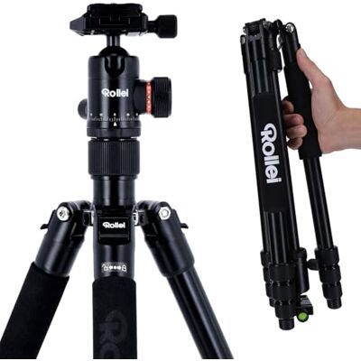 Rollei C5i Camera Tripod Black, 156cm Compact Aluminum Camera Stand with Ball Head & Phone Holder & Carry Bag Max. Load 8KG Portable Travel Tripod for Camera and Phone, Camera-Tripod-Travel-Stand Rollei C5i Camera Tripod Black, 156cm Compact Aluminum Camera Stand with Ball Head & Phone Holder & Carry Bag Max. Load 8KG Portable Travel Tripod for Camera and Phone, Camera-Tripod-Travel-Stand