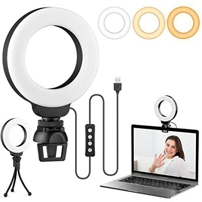 Dveda Video Conference Lighting Kit, Ring Light for Laptop Phone with Clip and Tripod, Desktop PC 4" Selfie Dimmable Light with Stand Ring Light for Live Streaming, Video Recording, Makeup Dveda Video Conference Lighting Kit, Ring Light for Laptop Phone with Clip and Tripod, Desktop PC 4" Selfie Dimmable Light with Stand Ring Light for Live Streaming, Video Recording, Makeup