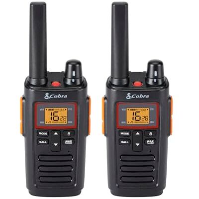 Cobra RX380 Walkie Talkies (2-Pack) PMR446 Recreational and Business Rechargeable Two-Way Radios, Long Range, IPX2 Water Resistance, Black and Orange Cobra RX380 Walkie Talkies (2-Pack) PMR446 Recreational and Business Rechargeable Two-Way Radios, Long Range, IPX2 Water Resistance, Black and Orange