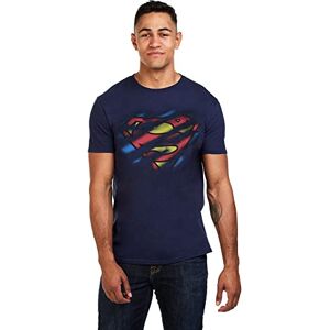 DC Comics Men's Superman Torn Logo T-Shirt, Navy Blue, Large DC Comics Men's Superman Torn Logo T-Shirt, Navy Blue, Large