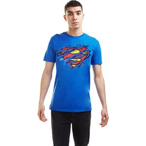 DC Comics Men's Superman Torn Logo T Shirt, Royal Blue, L UK DC Comics Men's Superman Torn Logo T Shirt, Royal Blue, L UK