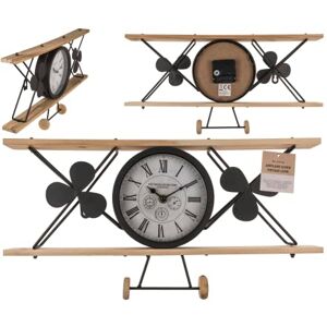 Out of the blue Vintage Look Black Metal and Wood Airplane Clock 47 x 24.5 x 4.5 cm Out of the blue Vintage Look Black Metal and Wood Airplane Clock 47 x 24.5 x 4.5 cm