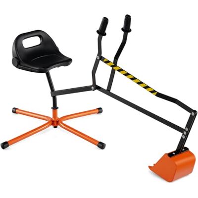GYMAX Kids Sand Digger, Children Construction Excavator with 2-Handed Controls, Flexible Shovel & 360° Rotatable Function, Toy Excavator for Sand Dirt Snow (Orange, Cross Base: 123x62x62cm) GYMAX Kids Sand Digger, Children Construction Excavator with 2-Handed Controls, Flexible Shovel & 360° Rotatable Function, Toy Excavator for Sand Dirt Snow (Orange, Cross Base: 123x62x62cm)